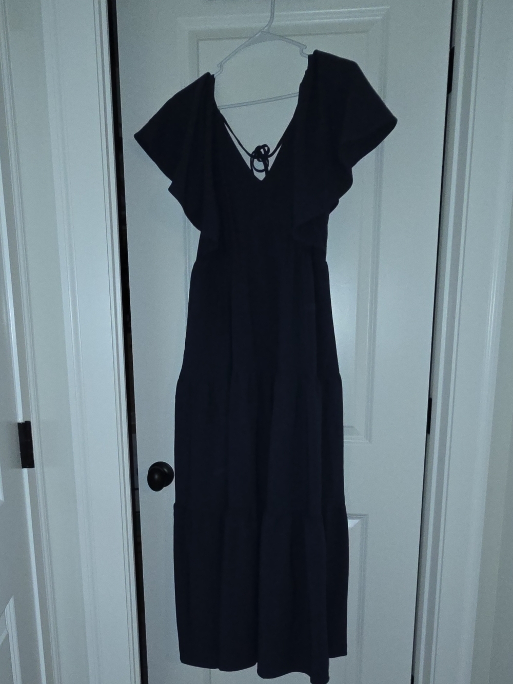 Market & Spruce Black Flutter-Sleeve Maxi Dress